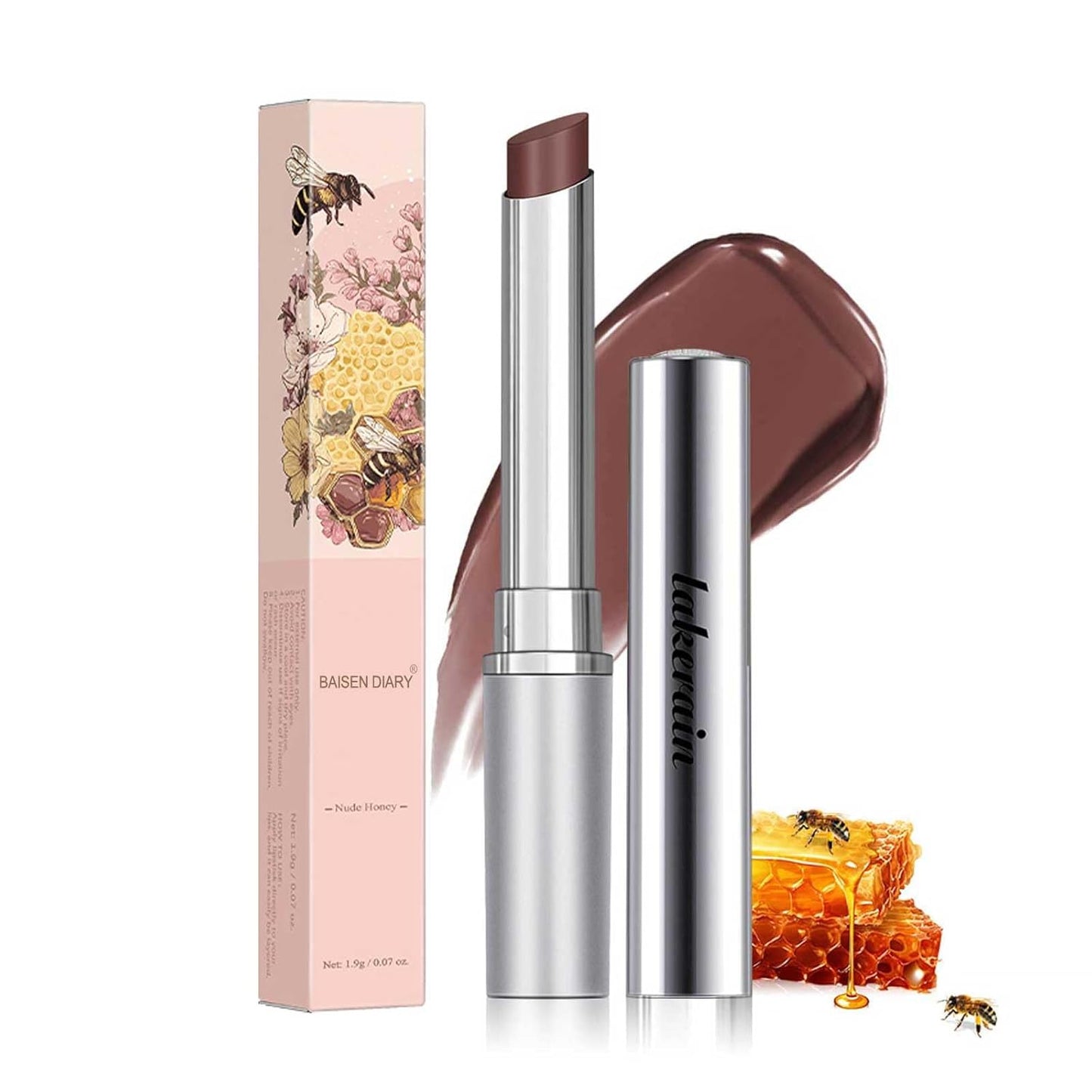 Baisen Diary Honey Lipstick - Sheer Hydrating Tinted Lip Balm for All Skin Tones | Natural Black Cherry Tint (Nude Honey)