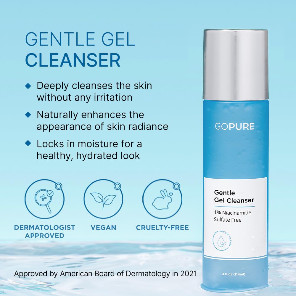 goPure Gentle Gel Cleanser - Visibly Brightens the Look of Skin, Gently Cleanses and Clarifies the Appearance, Sulfate-Free Vitamin C Cleanser, Great for All Skin Types - 4 oz.