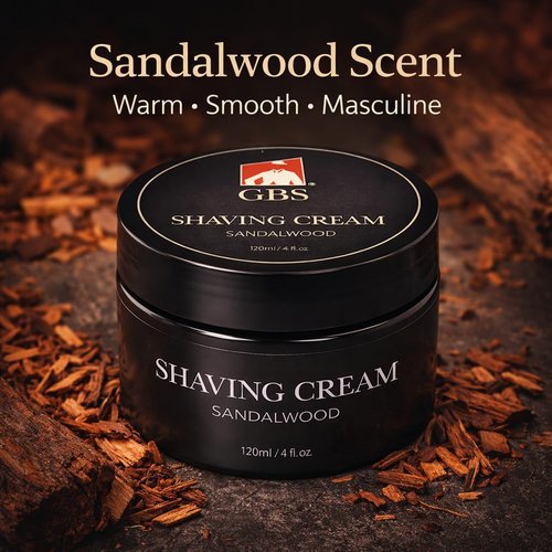 G.B.S Sandalwood Shaving Cream - Hydrating Formula for Sensitive Skin | Close, Smooth Shave, 1 Pack