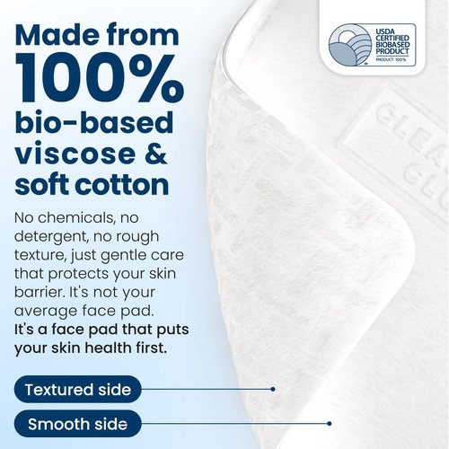 Clean Skin Club Clean² Pads 2.0 [NEW & Improved Edges] Guaranteed Not to Shed & Tear, Unique Triple Layers, Textured Side & Ultra Soft Side, Organic Disposable Cotton, Pair with Makeup Remover 2 Pack