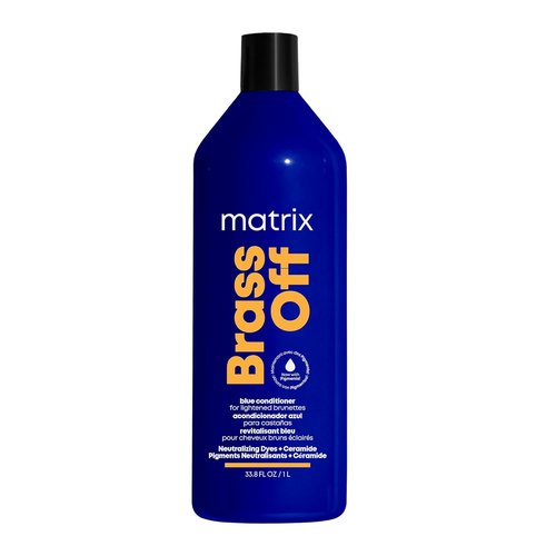 Matrix Brass Off Blue Conditioner - Tones Brassy Orange Undertones | Pigmented Vegan Formula for Color-Treated Hair