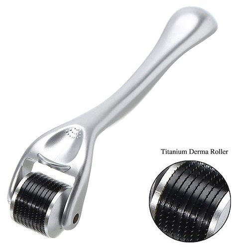 Derma Roller for Beard & Face – 540 Titanium Microneedling Roller for Skin Care & Grooming – Ergonomic Handle, Compact Design with Storage Case
