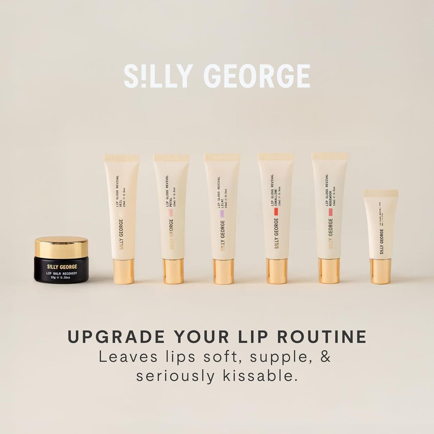 Silly George Lip Gloss Revival - Hydrating Glossy Glaze with Peptides & Shea Butter | Lilac 15ml Tube