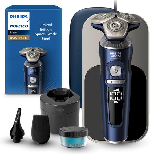 Philips Norelco Shaver Series 9000 Prestige - Wet & Dry Electric Shaver with SenseIQ Technology | Adriatic Blue