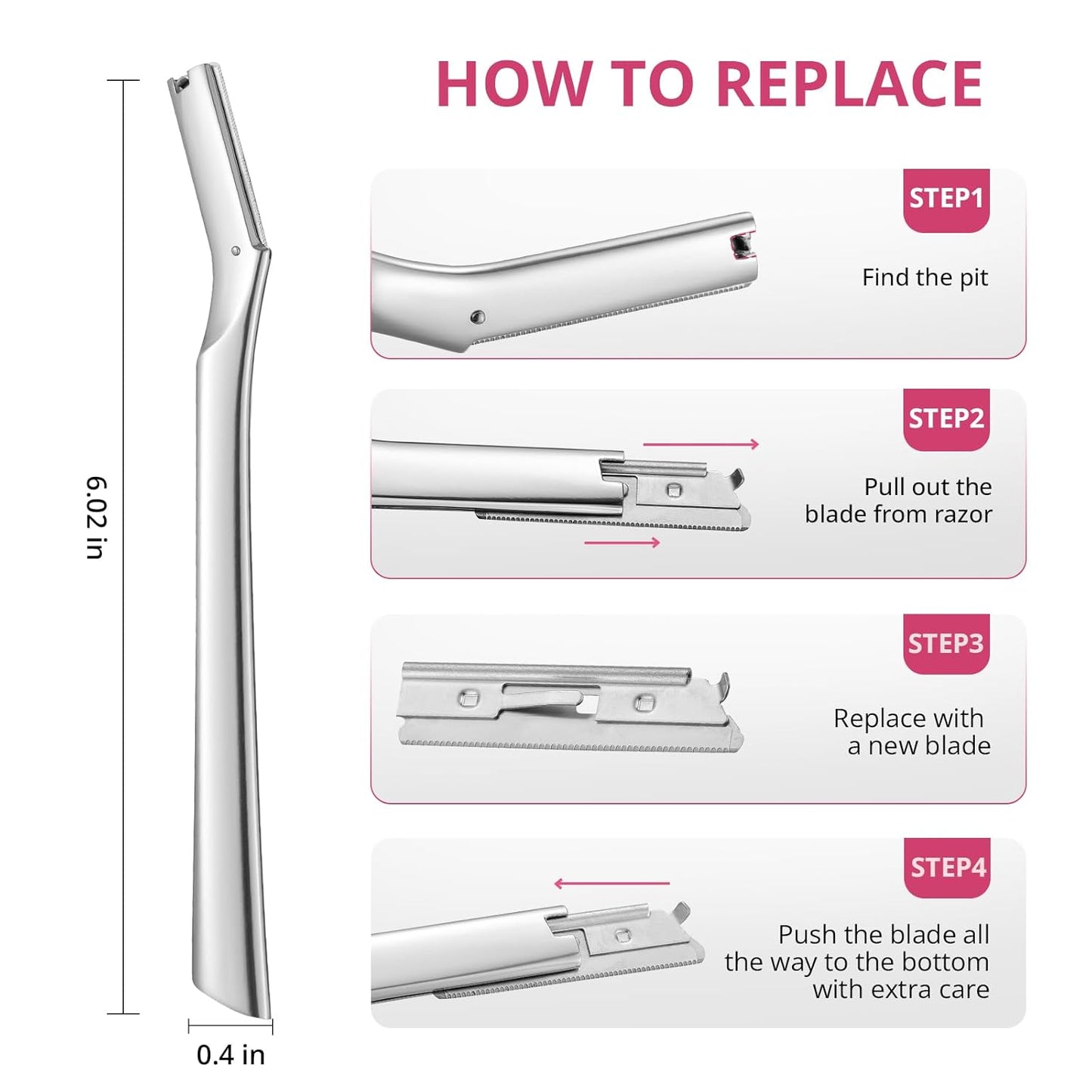 Skiennix Dermaplane Razor - Professional Metal Tool for Face & Eyebrows | 12 Refill Blades Included