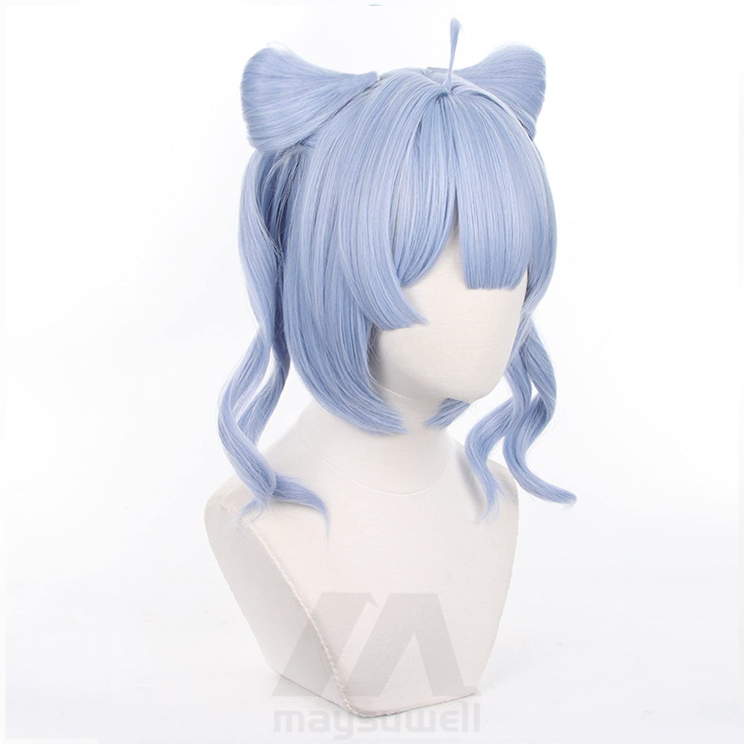 Vtuber Zaion Cosplay Wig with Blue Short Curly Hair Synthetic Fabric for Women with Free Wig Cap for Comic Con, Anime Cosplay Show, Halloween