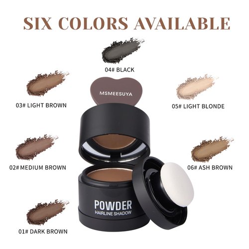 MSMEESUYA Hairline Powder Instantly, Fill In Fine or Root Touch up powder,Thinning Hair Instantly Thicker Touch Up for Windproof&Sweatproof, Darkroot touch up for Men & Women (BLACK丨4g/0.14Ounce)