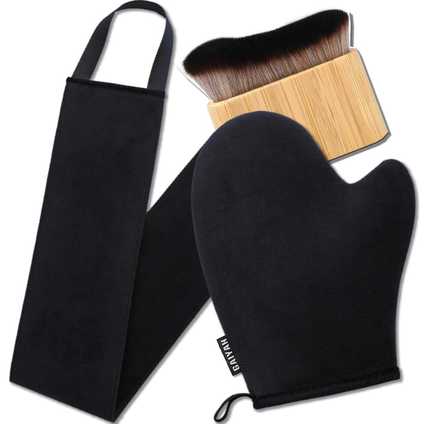 Skiennix Self Tanning Mitt Applicator Kit - 3-in-1 Tanning Glove & Kabuki Brush Set for Perfect Tan