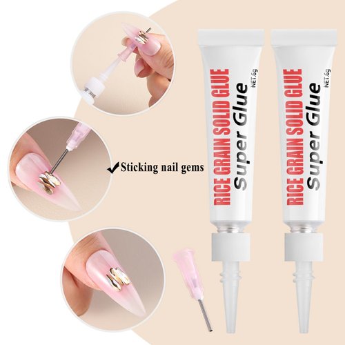 FSpronail Semi Solid Nail Glue for Press On Nails No Need UV Lamp, Super Strong Quick Drying Clear Gel Nail Tips Glue Bonding Gel X Nails False Tip Extension Tools 6g*2PCS