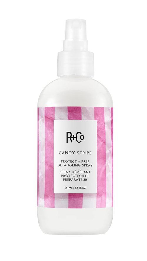 R+Co Candy Stripe Protect + Prep Detangling Spray | Instantly Detangles, Nourishes Hair, Prevents Breakage | Vegan + Cruelty-Free | 8.5 Fl Oz