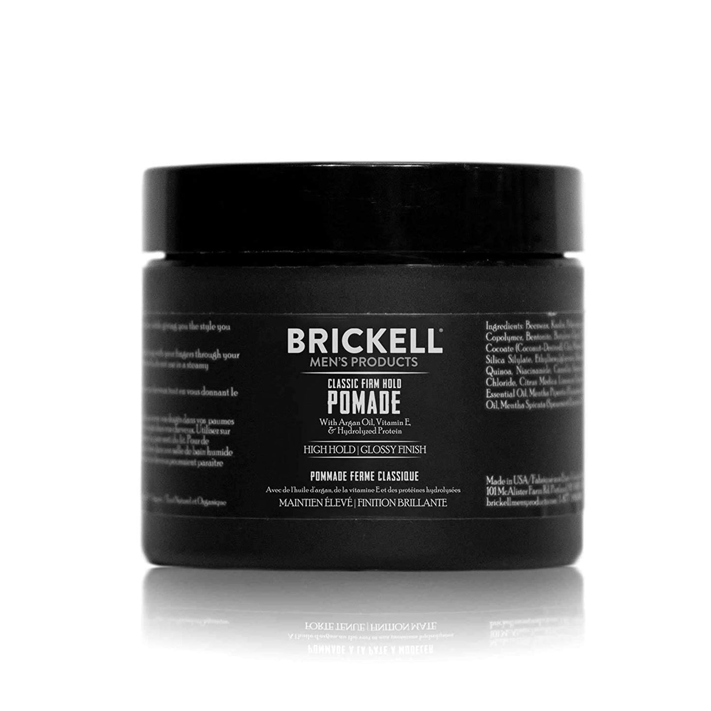 Brickell Men's Firm Hold Hair Pomade - Natural & Organic Styling with High Shine Finish | 2 Ounces