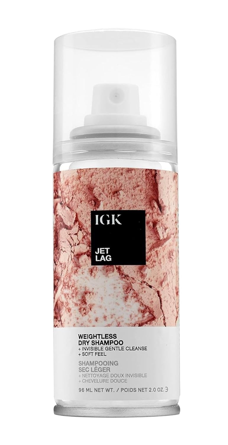 IGK JET LAG Invisible Dry Shampoo Spray - Travel Size 2 Oz | Refreshes Hair, Absorbs Oil, No White Residue | Vegan & Cruelty-Free
