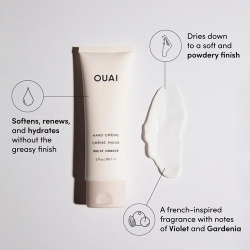OUAI Hand Cream - Hydrating Moisturizer with Coconut Oil & Shea Butter - Nourishes & Softens Skin (3 Oz)