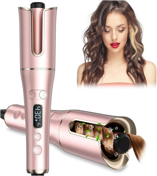 Skiennix Automatic Curling Iron - 1" Large Barrel, 4 Temperatures & 3 Timers, LCD Display