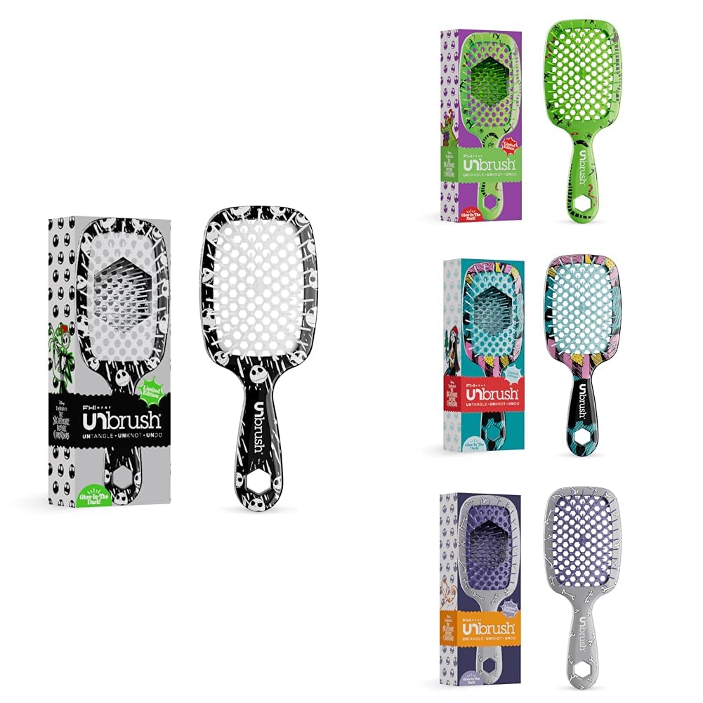FHI Heat UNbrush Nightmare Before Christmas Collection - 4-Piece Set Featuring Jack, Oogie Boogie, Sally & Zero