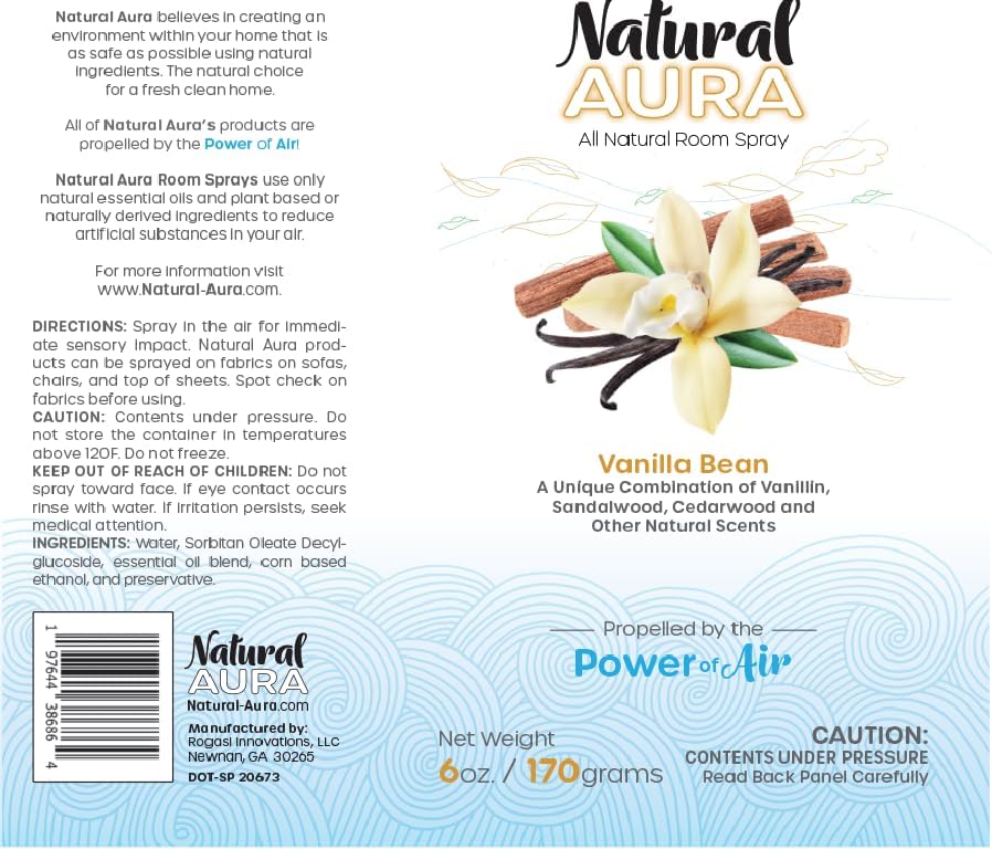 Vanilla Bean Room Spray - 100% Plant-Based Aromatherapy - Non-Toxic & Safe for Kids and Pets - 6 oz.