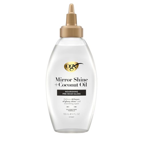 OGX Mirror Shine Hair Gloss - Nourishing Coconut Oil Treatment for 48-Hour Glossy Shine | 4 fl. oz