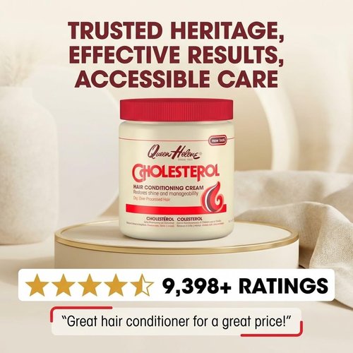 Queen Helene Cholesterol Hair Conditioning Cream - Deep Repair Treatment for Dry, Damaged Hair | 15 oz Jar
