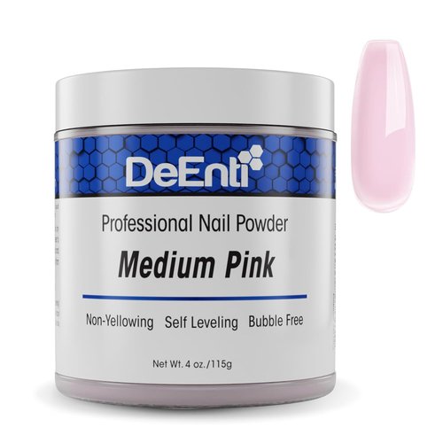 DeEnti Acrylic Nail Powder - 4oz Medium Pink | Professional Bubble-Free Formula for Long-Lasting Extensions