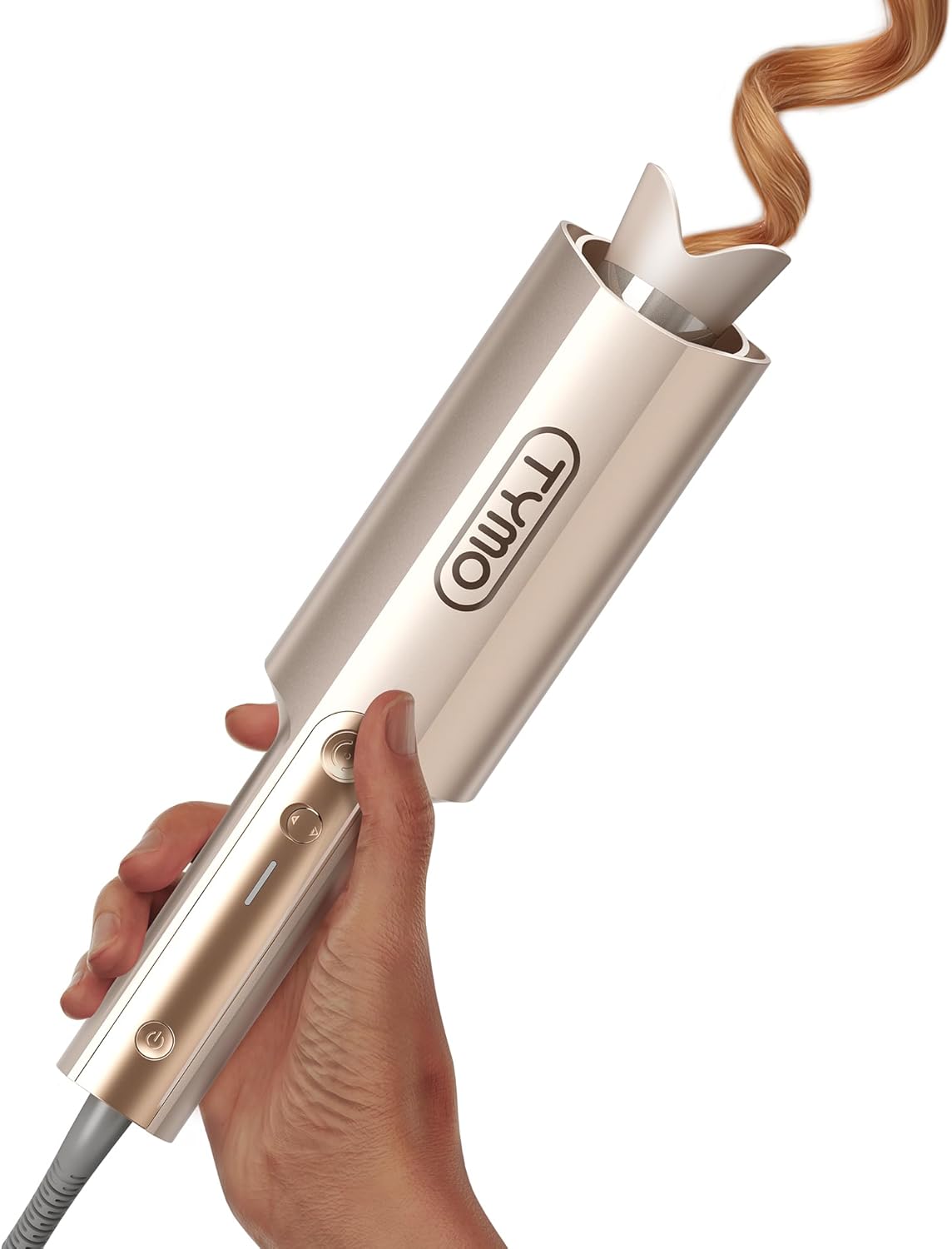 TYMO CurlPro Plus Automatic Curling Iron - Upgraded 1.5 Inch Long Barrel, Anti-Scald, Tangle-Free, Gold