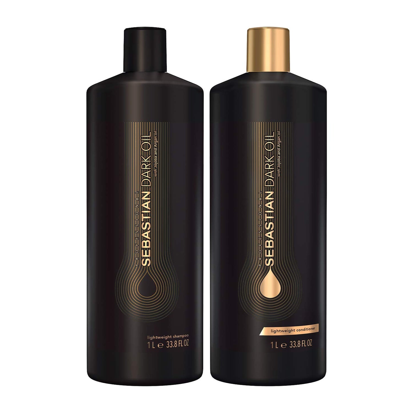 Sebastian Professional Dark Oil Shampoo & Conditioner Set - Lightweight, Infused With Jojoba & Argan Oil | 1 Liter