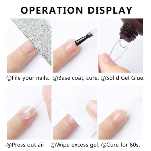 SUTOKAKA Solid Nail Glue Gel for Soft Gel Nail Tips, 20g Super Strong Nail Glue for Acrylic Nails Extension Press On Nails Fake Nails, Lamp Curing Needed Soak Off Nail Art Salon DIY at Home