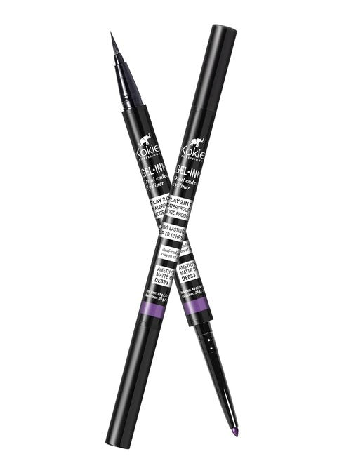 Kokie Gel Ink Dual-Ended Eyeliner - Amethyst & Matte Black for Bold Eye Looks