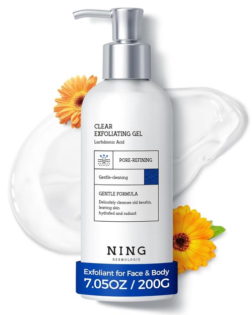 NING DERMOLOGIE Peeling Gel - Korean Face Exfoliator with PHA & AHA | 7.05oz for Smooth Skin & Pore Care
