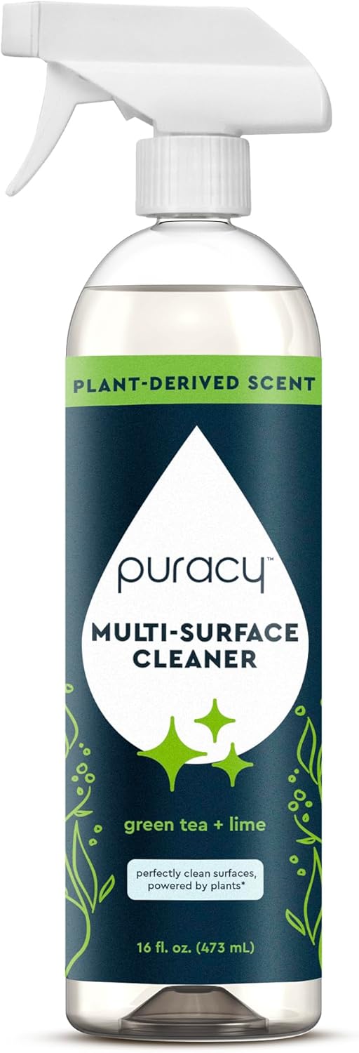 Puracy All Purpose Cleaner Spray - Plant-Powered Multi-Surface Solution | Green Tea & Lime, 16 fl oz