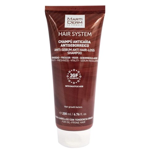 Martiderm Hair System 3GF Antiseborrheic Shampoo - 200ml | Nourishes & Strengthens Hair