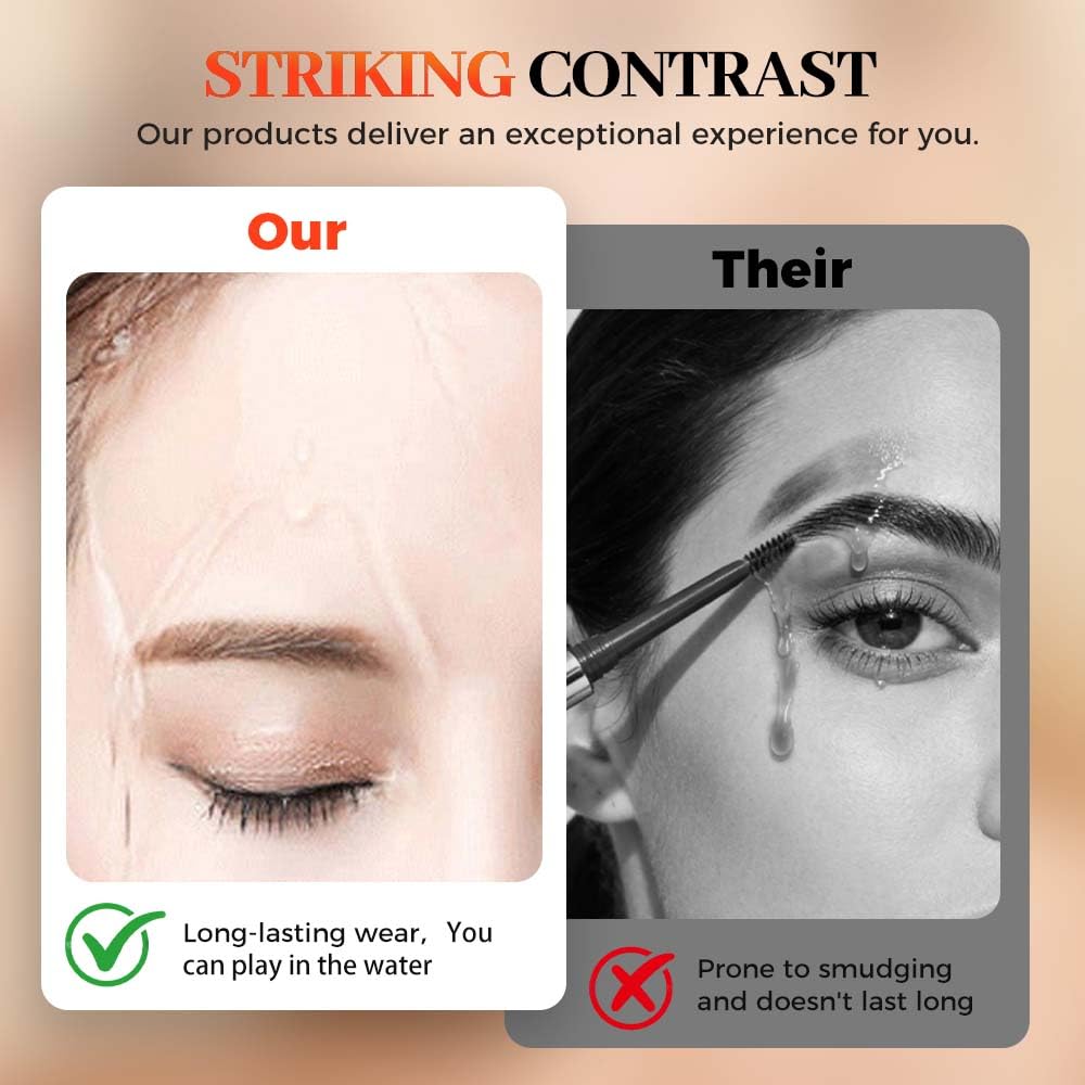 Skiennix Microblading Eyebrow Pencil - Waterproof 4-Tip Brow Pen with Precision Brush, Dark Brown