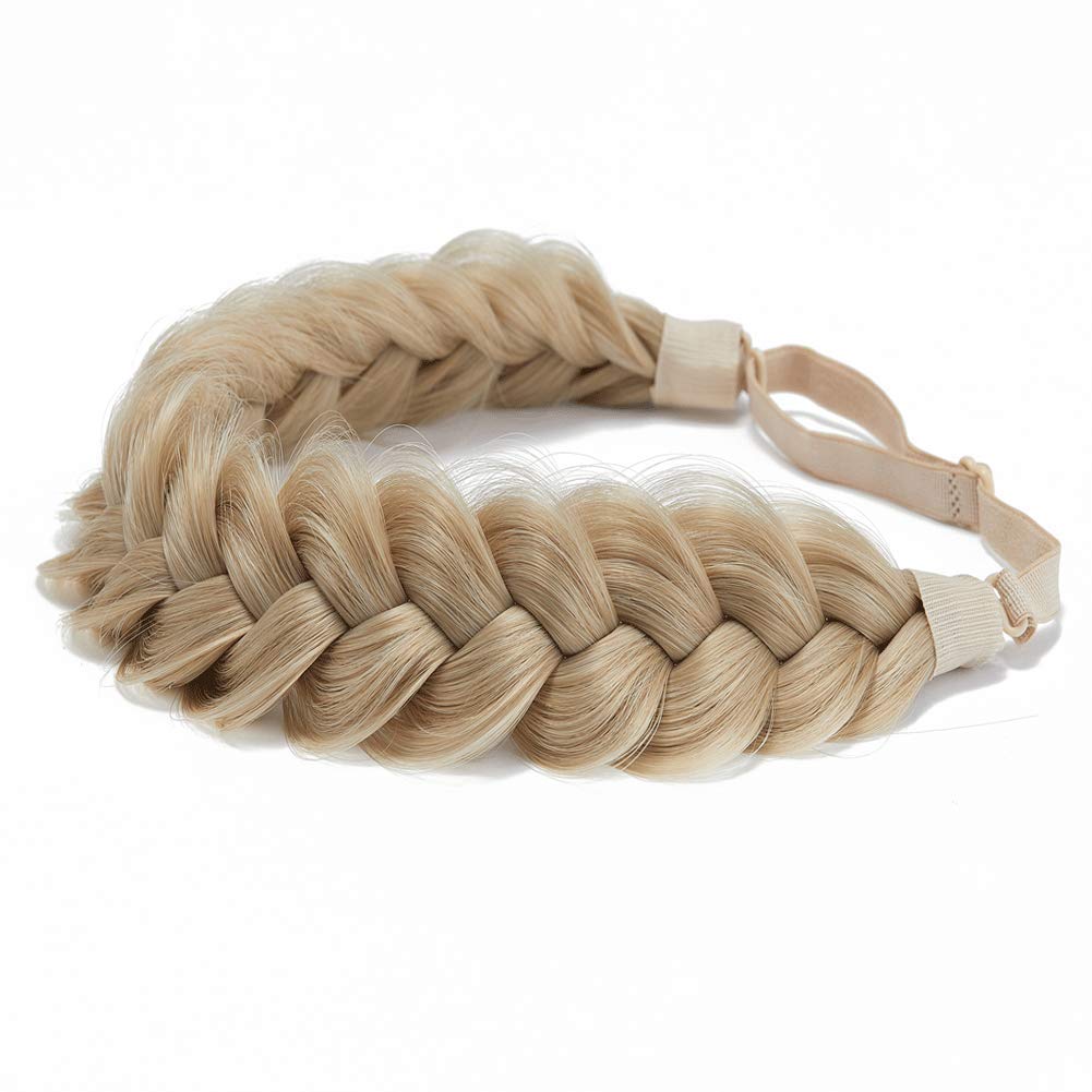 TOECWEGR Synthetic Hair Braided Headband Classic Wide Strands Wedding Disorderly Fluffy Braids Wig Band Women Beauty Accessory