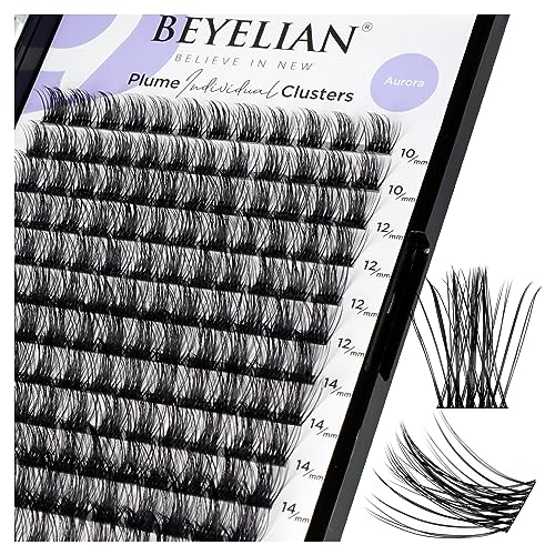 BEYELIAN Lashes Clusters, D Curl Cluster Lashes, Dense Look DIY Eyelash Extensions, 168pcs 10-16mm Super Thin Band & Soft Lashes, Reusable Volume False Lashes (P13)