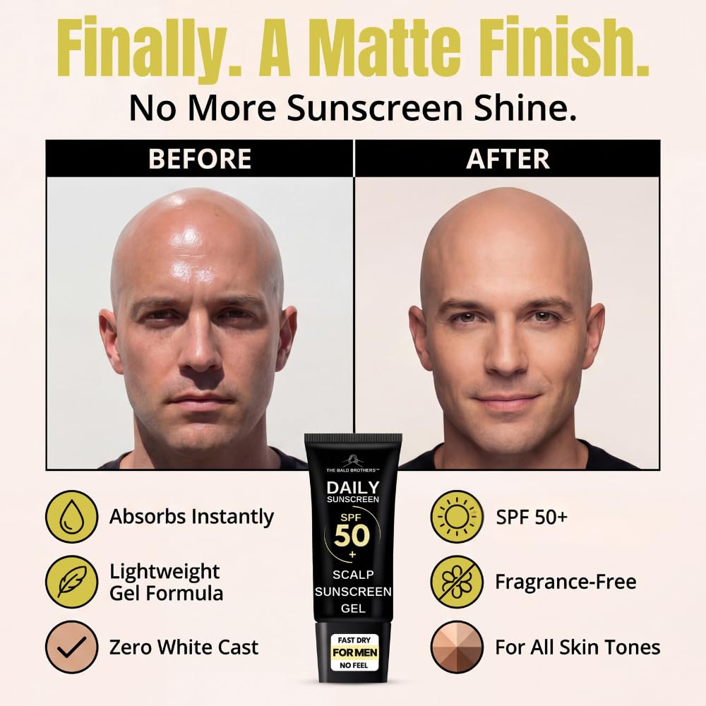 The Bald Brothers Daily Scalp Sunscreen - SPF 50+ | Fragrance-Free, Matte Finish, Vegan Care