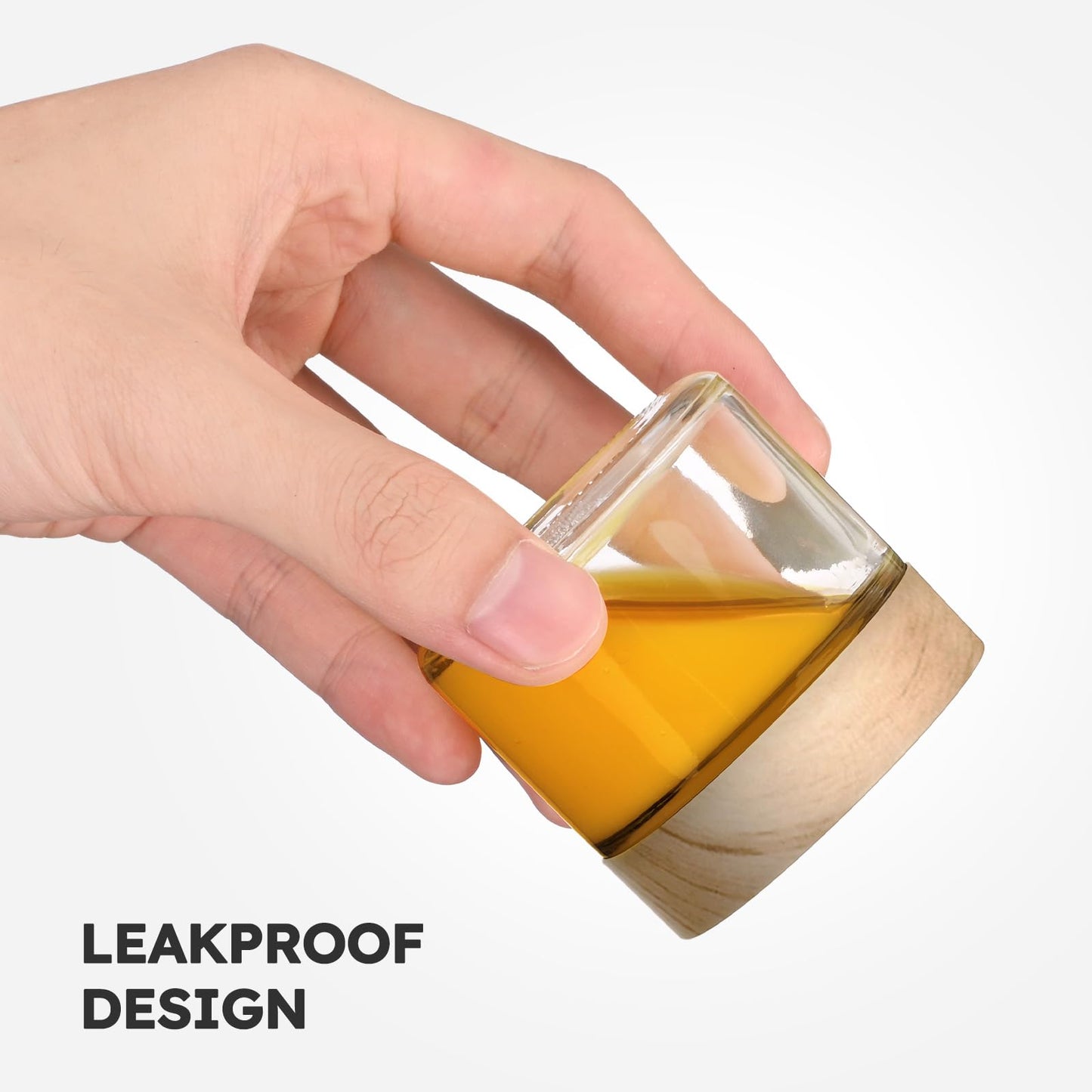 Glass Cosmetic Jars with Plastic Woodgrain Lids, 4 oz, 2 oz 1 oz Small Glass Storage Jars with Lids & Stickers, Reusable Clear Travel Containers for Creams, Lotion, Balms, Ointment 3 pack