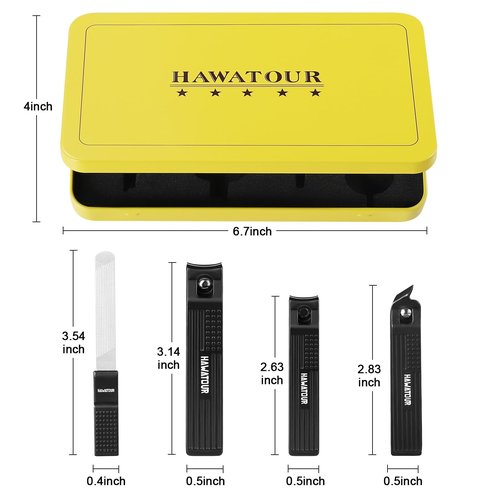 HAWATOUR Manicure Set Pedicure Kit, Heavy Duty Zinc Alloy Stainless Steel Fingernail Clippers Toenail Clippers Nail File with Tin Case, Premium Manicure Tools for Nail Care, Black