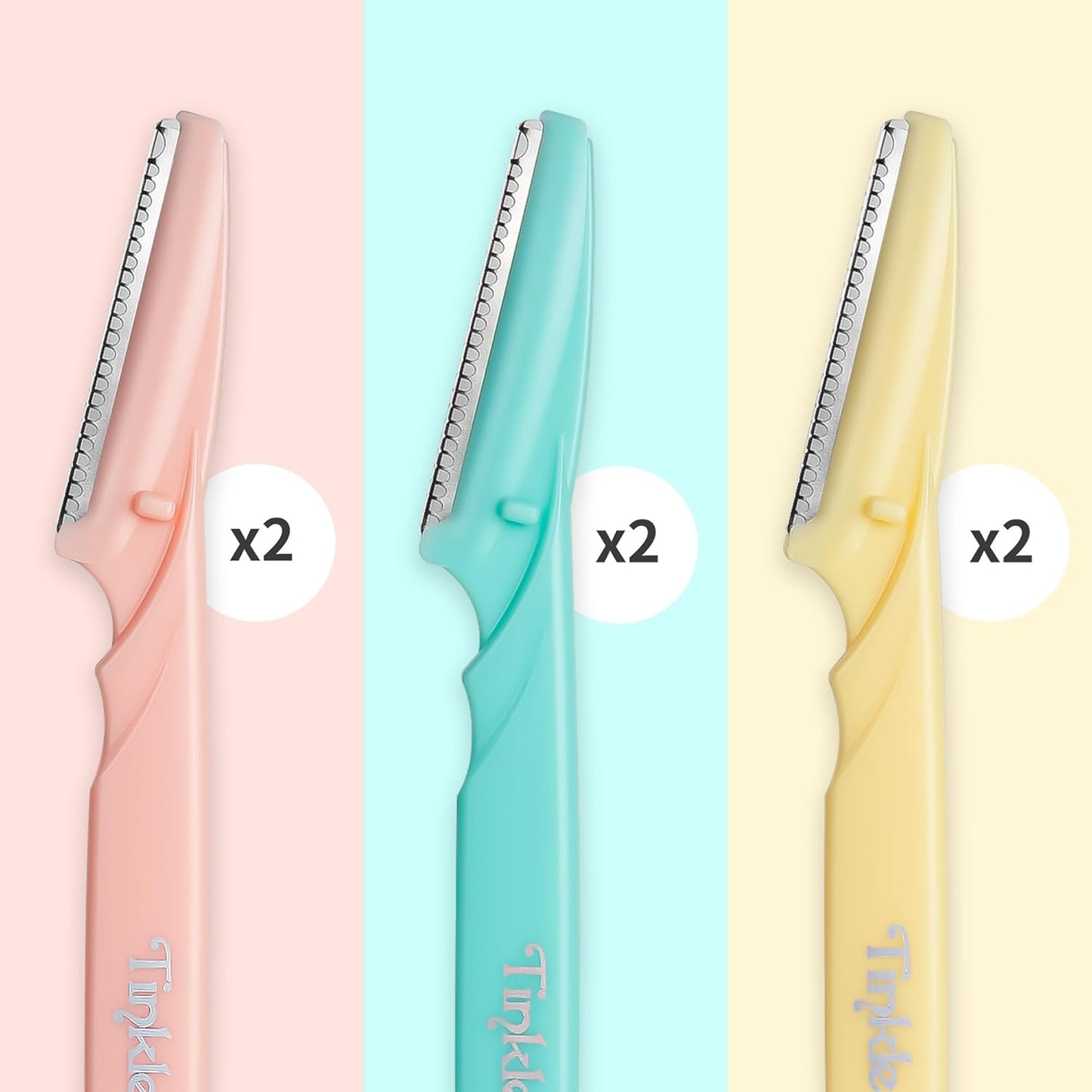 Tinkle Dermaplaning Tool - 6ct Dermaplane Razors for Women | Safe Peach Fuzz & Eyebrow Trimmer
