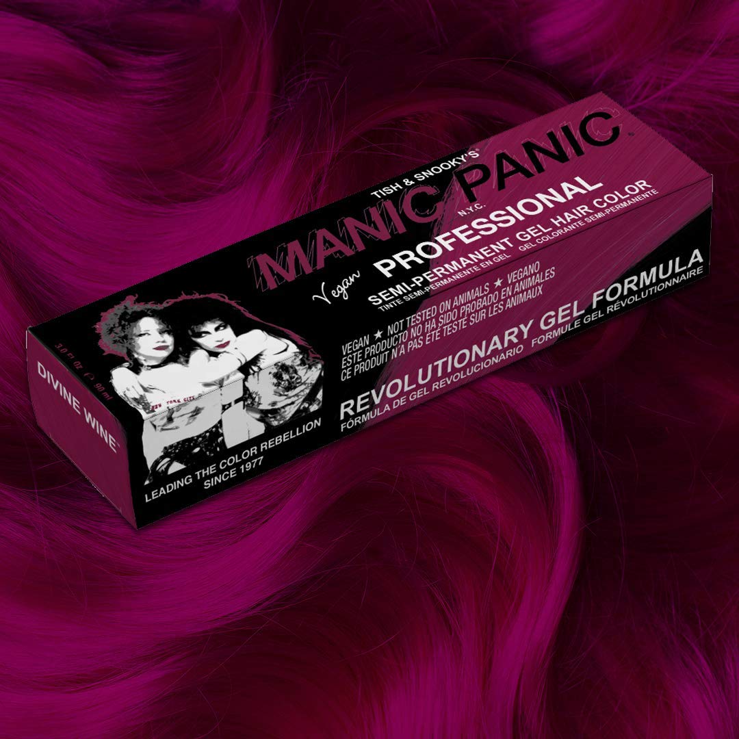 MANIC PANIC Professional Divine Wine - Medium Violet Based Red Semi Permanent Gel Hair Color - Lasts Through 40+ Washes - No Developer Required (3oz)