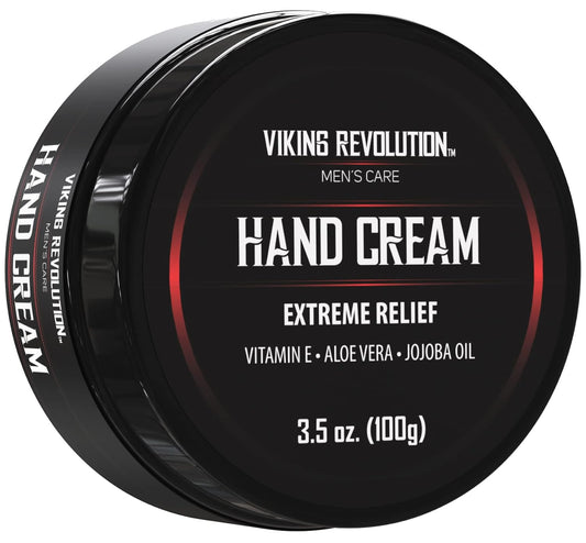 Viking Revolution Men's Hand Cream - Aloe Vera & Vitamin E Repair for Dry, Cracked Hands (3.5oz)