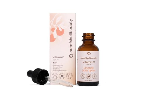 Outofshell Beauty Vitamin C Serum - 4-in-1 Formula with Retinol, Hyaluronic Acid & Niacinamide | Brightens & Evens Skin Tone