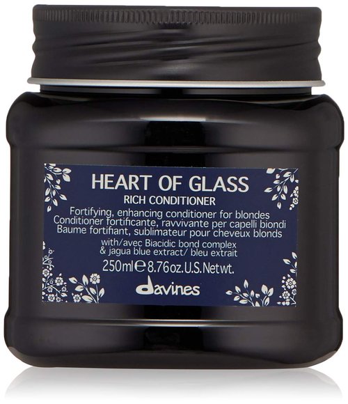 Davines Heart of Glass Rich Conditioner - Fortifying Treatment for Blonde & Silver Hair | Repairs & Nourishes with Jagua Blue Extract