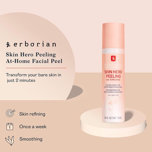 Erborian Skin Hero Facial Peel - White Ginseng Complex for Fine Lines & Pore Reduction | 1.8 Oz
