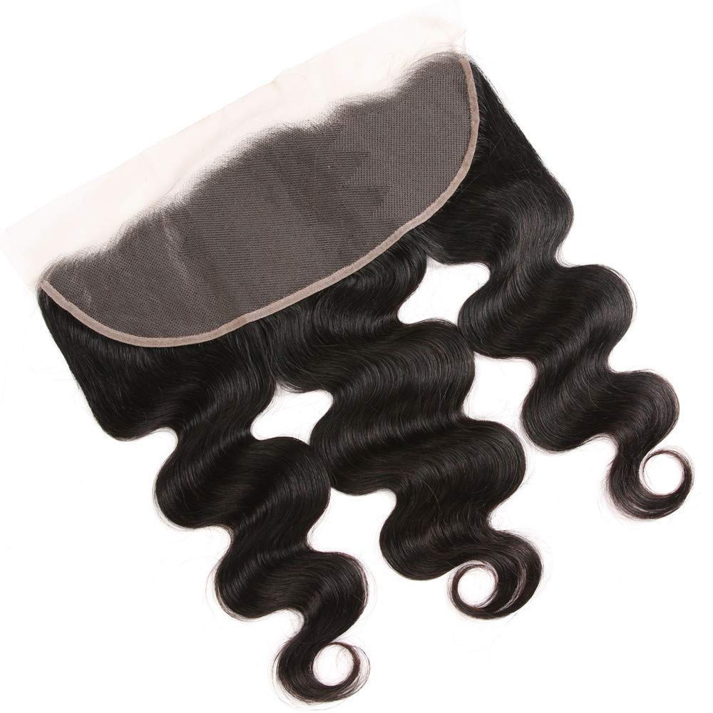 13 x 4 Lace Frontal Closure Body Wave Frontal 13 x 4 HD Transparent Lace Frontals With Bangs Baby Hair 100% Remy Human Hair 150% Density Natural Color (Natural Color, 18 Inch)