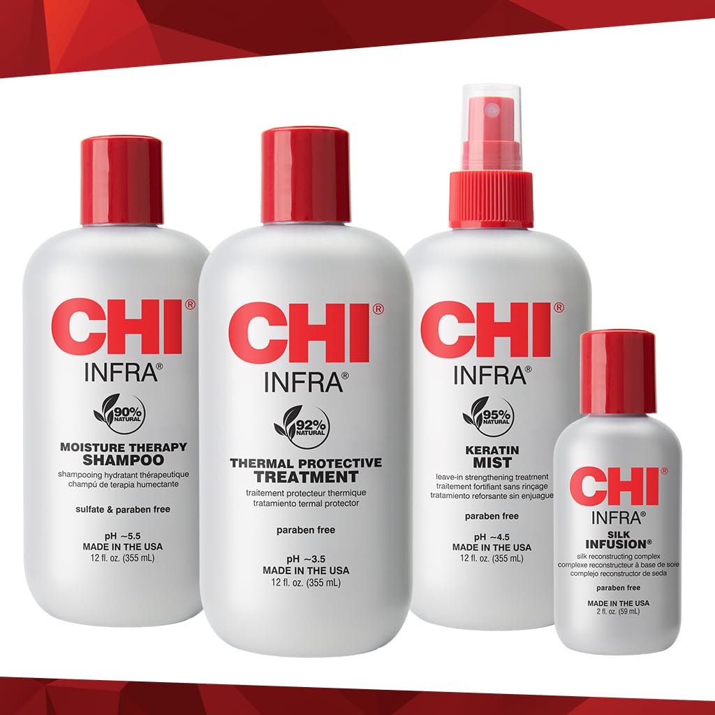 CHI Home Stylist Kit - 12 Oz Infra Shampoo, Treatment & Keratin Mist | Sulfate-Free & Cruelty-Free