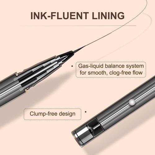JUDYDOLL Ultra-Fine Liquid Eyeliner-Precision Tip for Wing Line, Smudge-Proof, Quick-Drying, Waterproof, Easy to Get Inner Corner Lined, Hooded Eyes-Friendly (#2 Deep Brown)