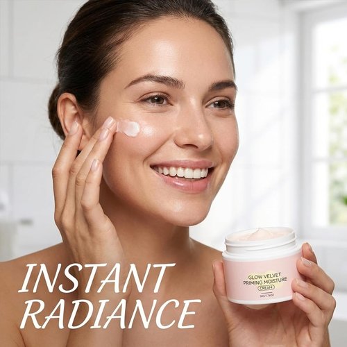 Glow Velvet Priming Moisture Cream - Hydrating Pore Blurring Makeup Primer for Smooth, Long-Lasting Finish (1 pc)