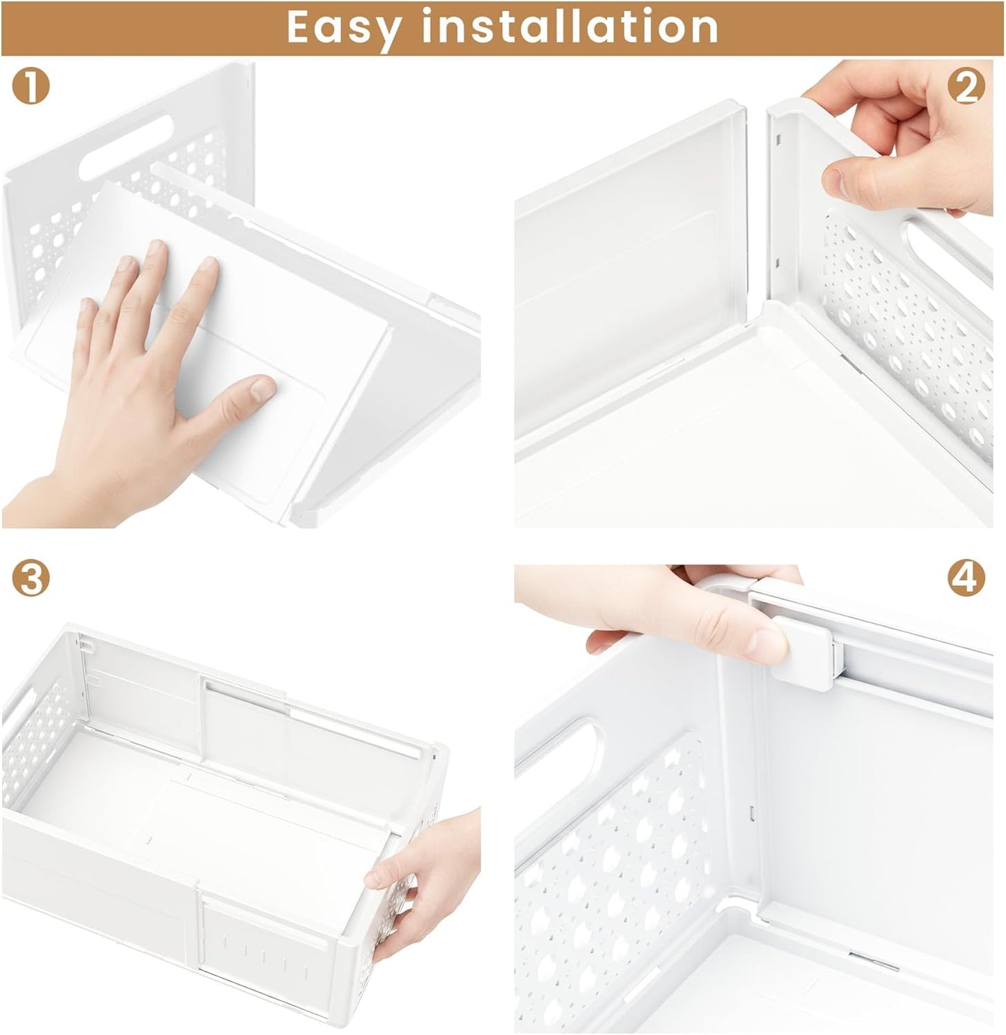 Skiennix Closet Organizers - 2 Pack Stackable Storage Drawers for Bathroom, Kitchen, and Office
