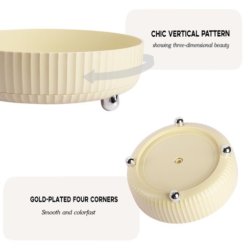 Anyoifax Makeup Perfume Organizer Tray 360 Degree Rotating Lazy Susan Skincare Lotion Organizer Spinning Cosmetics Storage for Dresser, Vanity, Bathroom Countertop, Small Beige