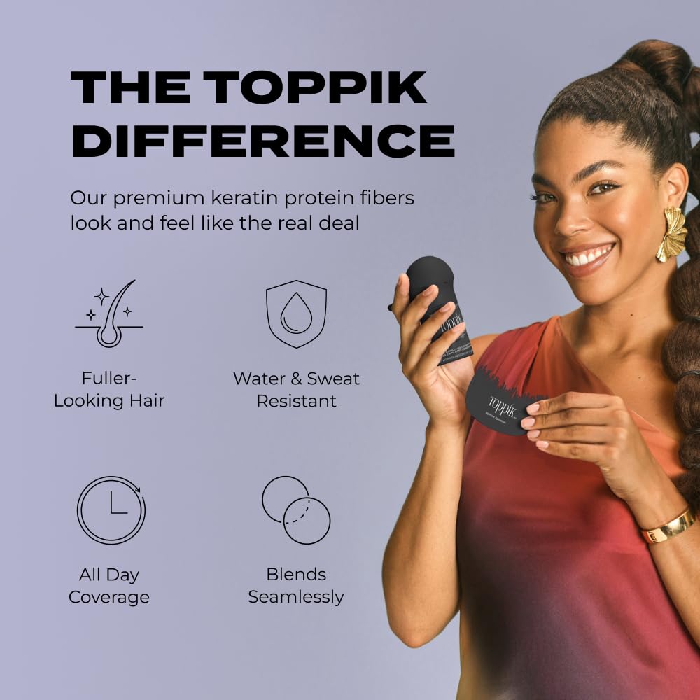 Toppik Hair Building Fibers, Auburn, 1.94 Ounce Fill In Fine or Thinning Hair, Instantly Thicker, Fuller Looking, 9 Shades for Men & Women, Keratin Protein Formula