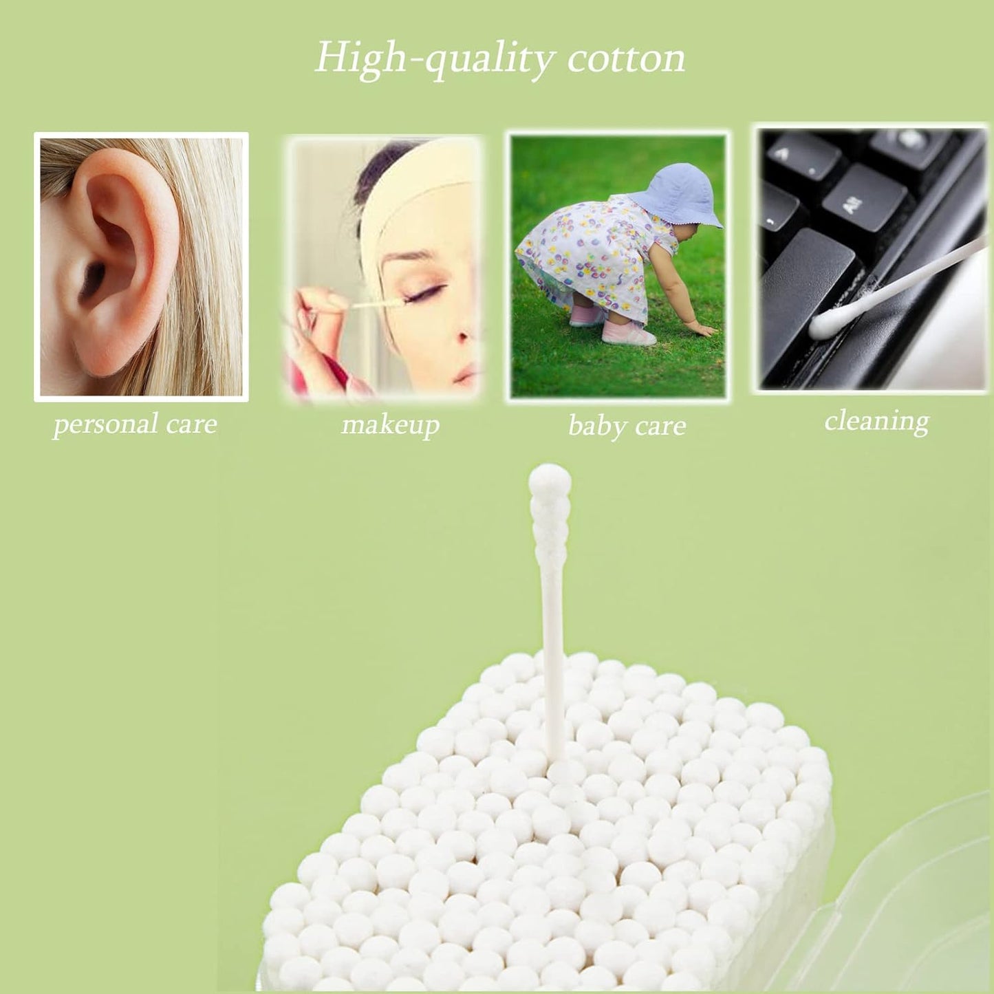 Skiennix Mini Cotton Swabs - 1000 Count Spiral/Round Cotton Swabs for Personal Care & Cleaning